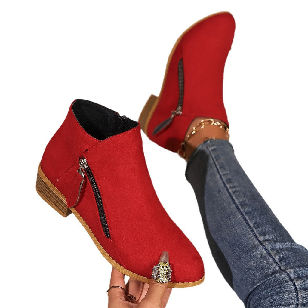 Women's Ankle Boots with Asymmetric Zipper