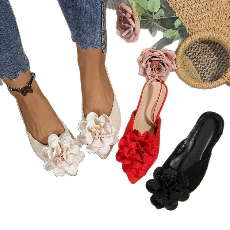 Women's Ballet Flats with Floral Appliqués