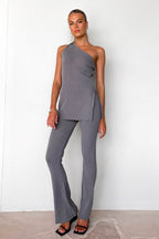 Women's Casual Asymmetrical Top and Pants Set