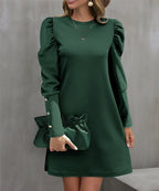 Women's Elegant Puff-Sleeve Dress