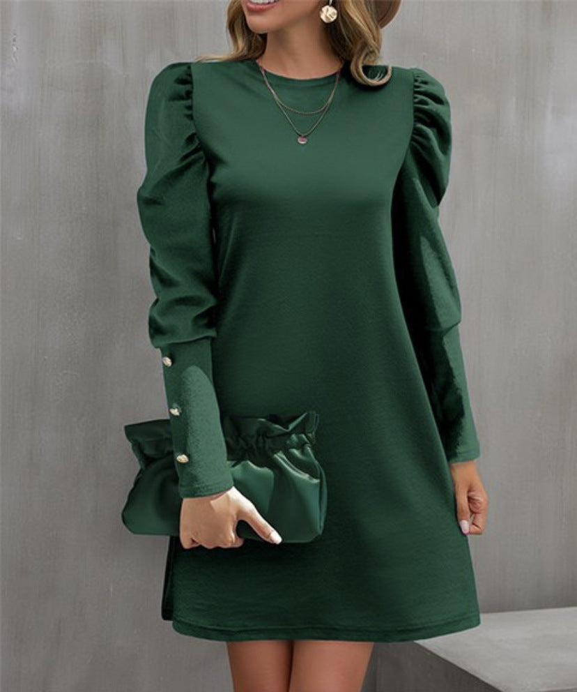 Women's Elegant Puff-Sleeve Dress