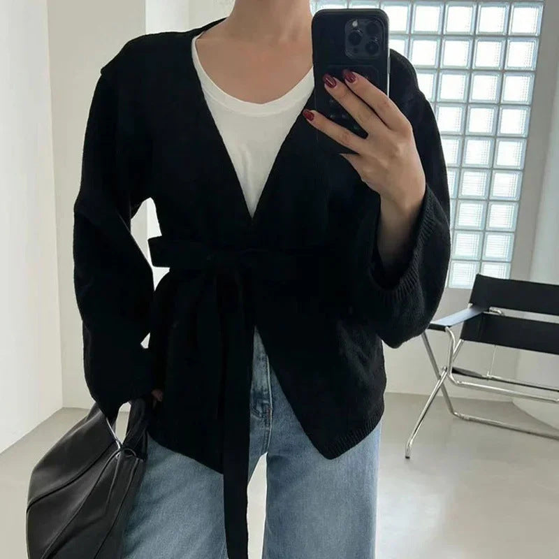 Women's Elegant Wrap-Style Knit Coat