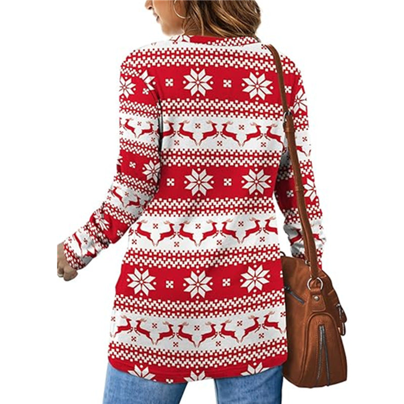 Women's Patterned Winter Sweater with Crew Neck