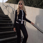 Women's Elegant Knit Set with Refined Button Design