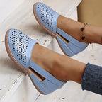 Women's Breathable Ballet Flats with Decorative Perforated Pattern