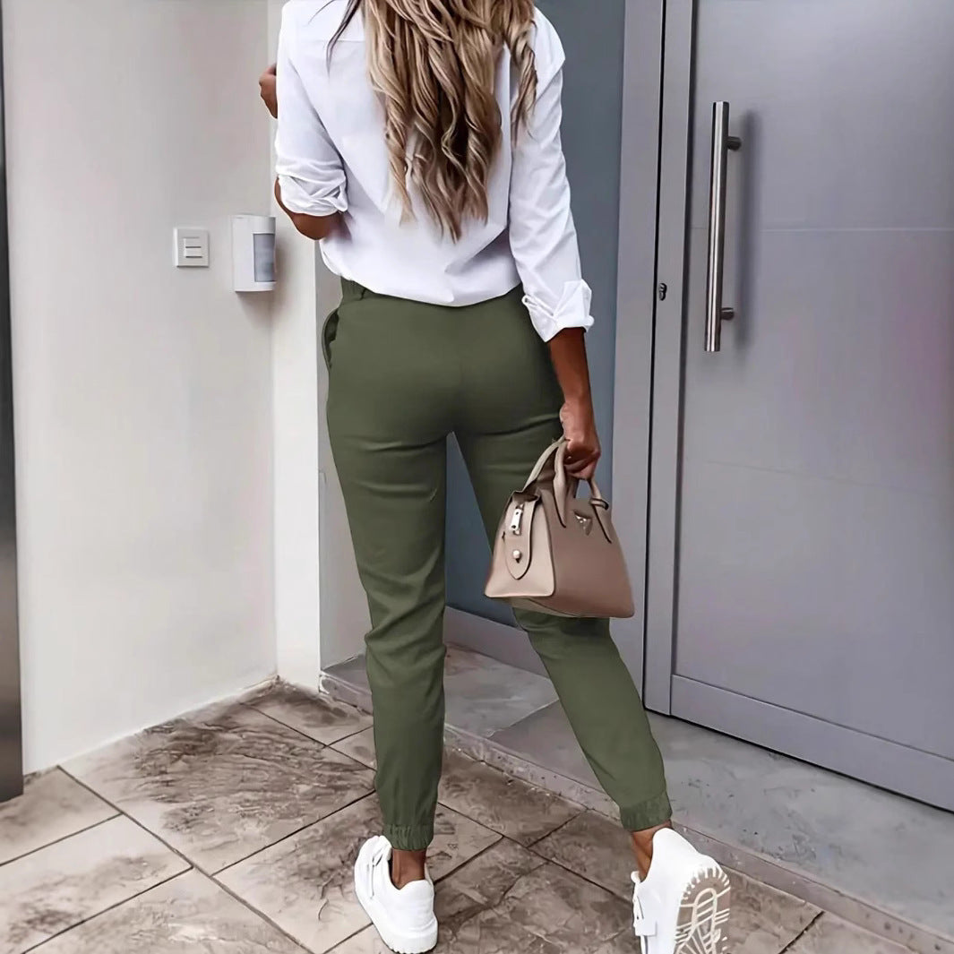 Women's Comfortable Chino Pants with Elastic Waist