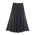 Women's Maxi Skirt with Elegant Polka Dot Pattern and Flowing Cut