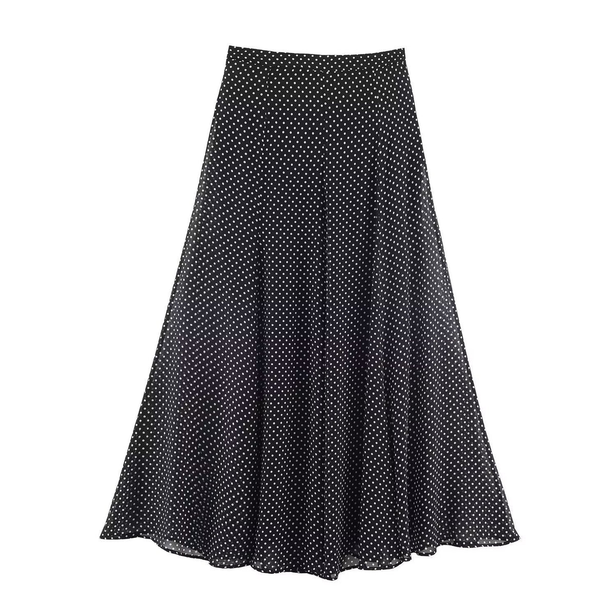 Women's Maxi Skirt with Elegant Polka Dot Pattern and Flowing Cut