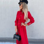 Long Shirt Blouse with Tie Belt
