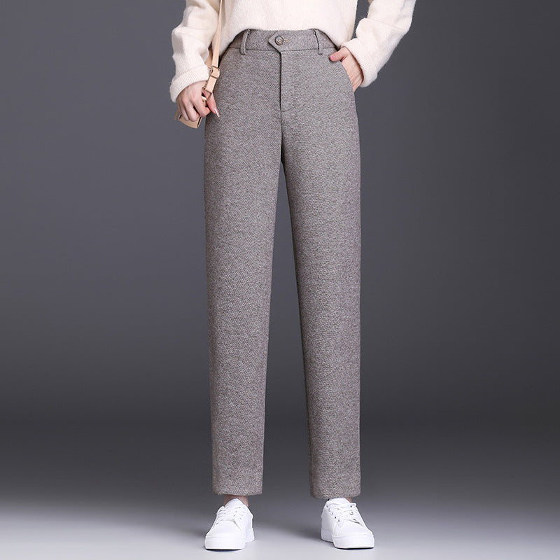 Women's Elegant High-Waist Fabric Pants