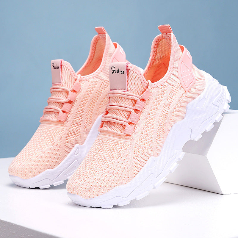 Women's Breathable Fitness Sneakers with Flexible Knit Upper and Non-Slip Sole