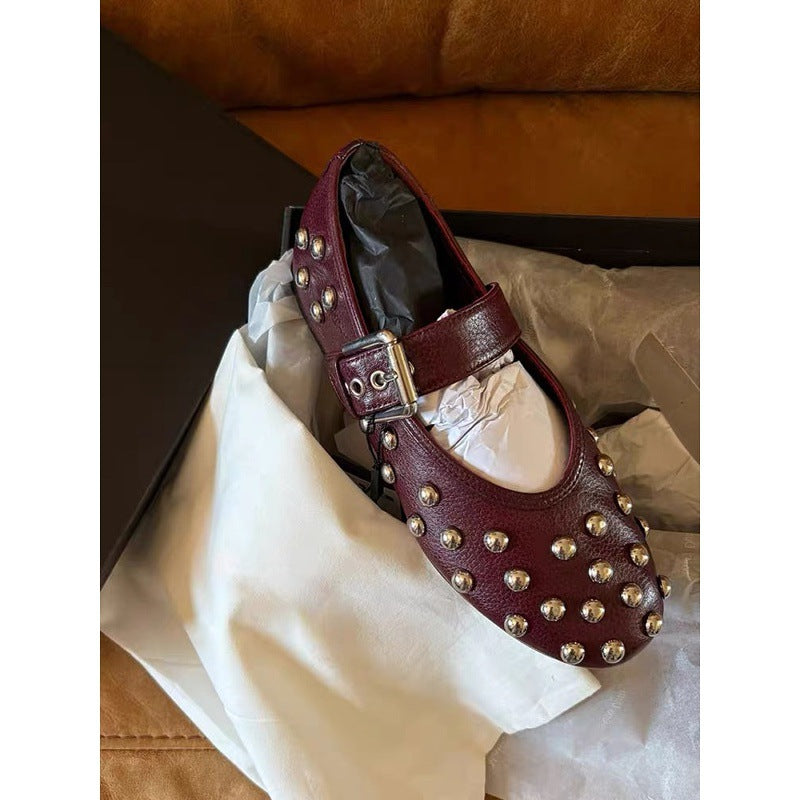 Women's Ballet Flats with Decorative Metallic Studs