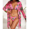 Women's Swimsuit with Sheer Beach Cover-up and Botanical Print