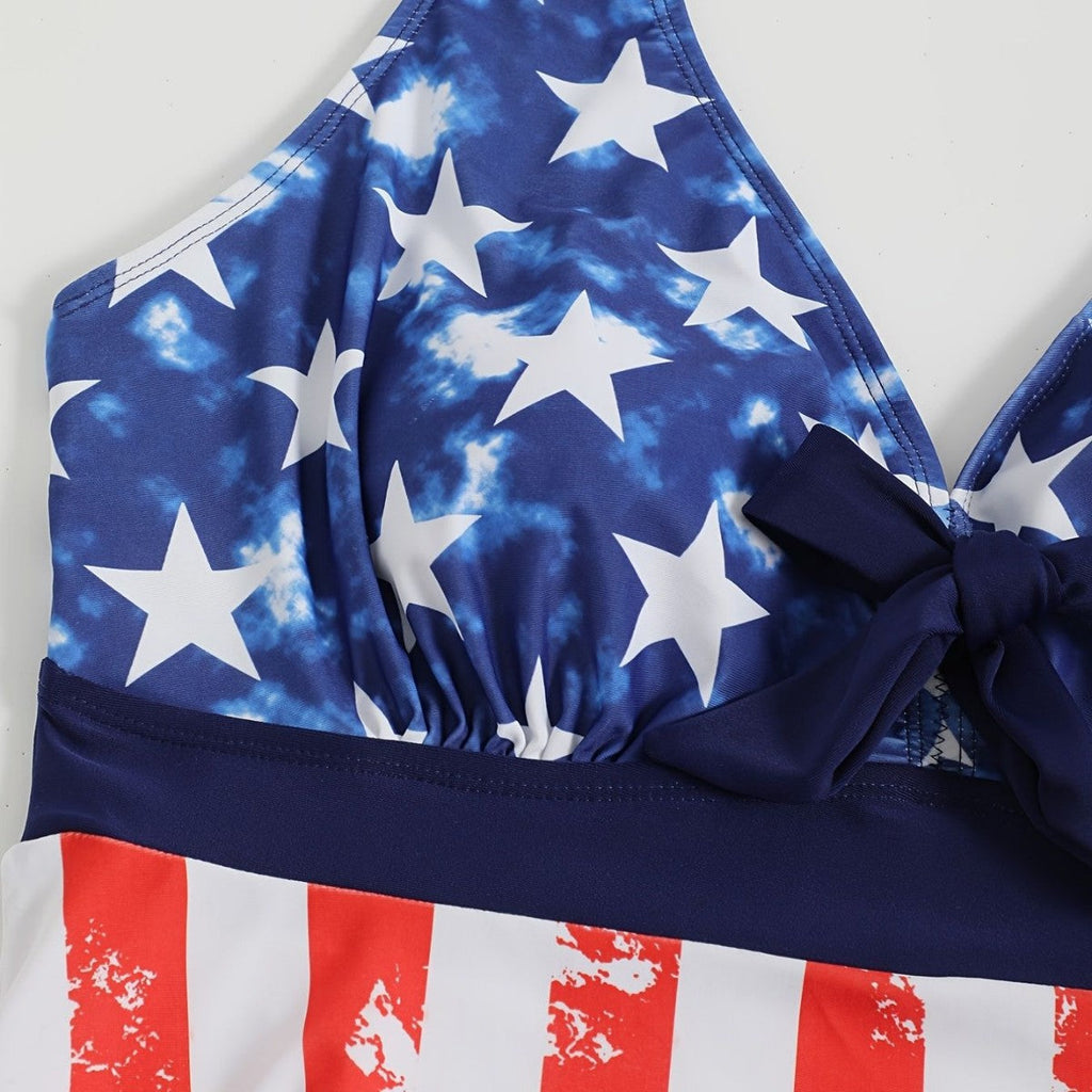 Women's Swimsuit with Fashionable Star and Stripe Pattern