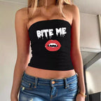 Women's Bandeau Top with Ghost Motif
