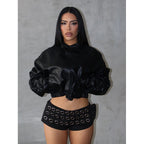 Women's Fashionable Mini Skirt with Asymmetrical Cut and Metallic Details