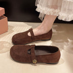 Women's Ballet Flats with Elegant Buckle and Soft Suede