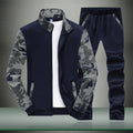 Men's Sportive Tracksuit Set with Camouflage Sleeves