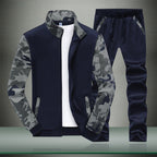 Men's Sportive Tracksuit Set with Camouflage Sleeves