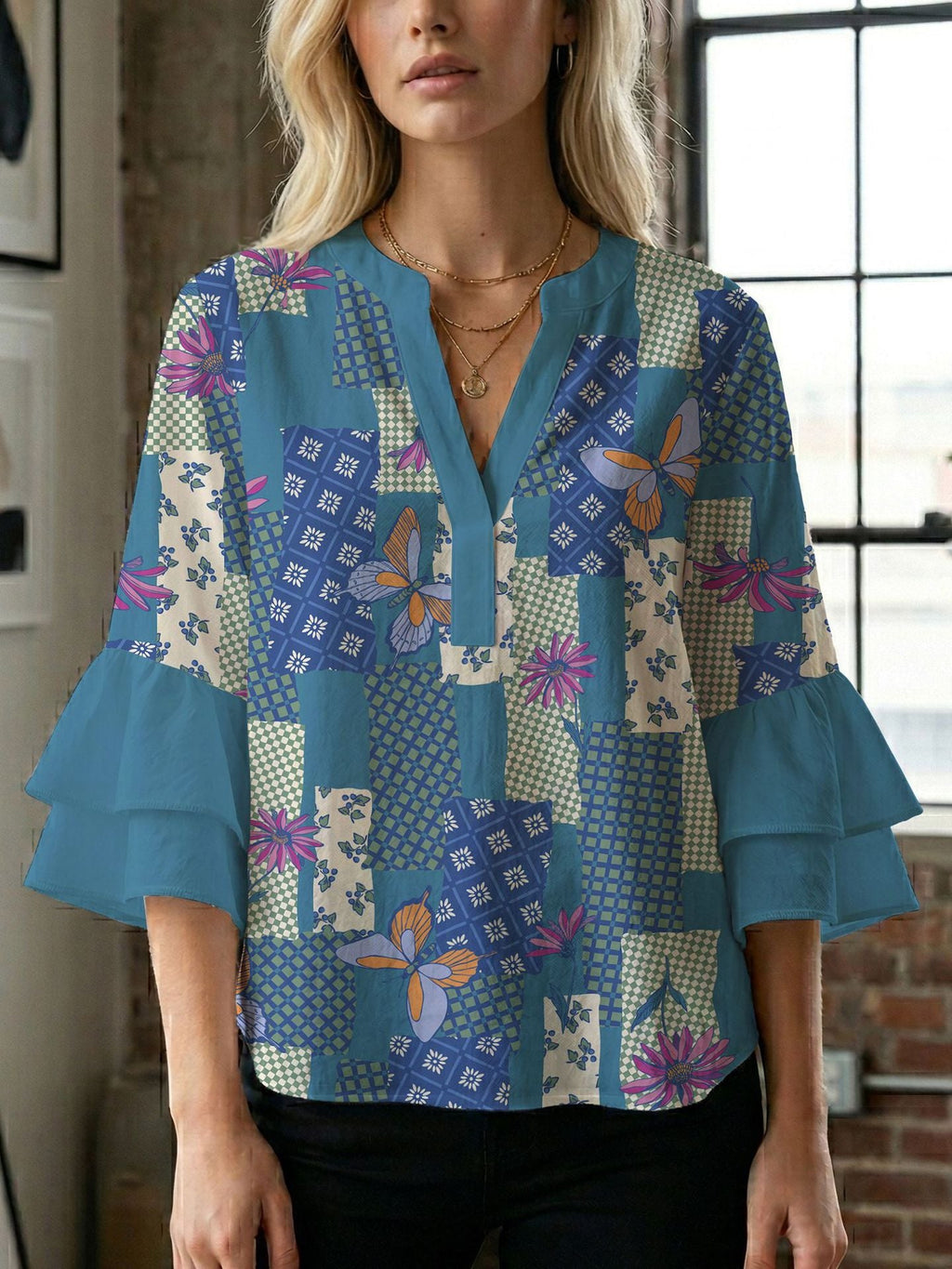 Women's Blouse with Beautiful Floral Design