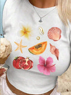 Women's Crop T-Shirt with Graphic Design and Statement Print
