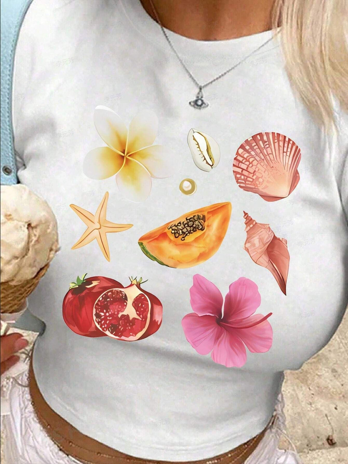 Women's Crop T-Shirt with Graphic Design and Statement Print