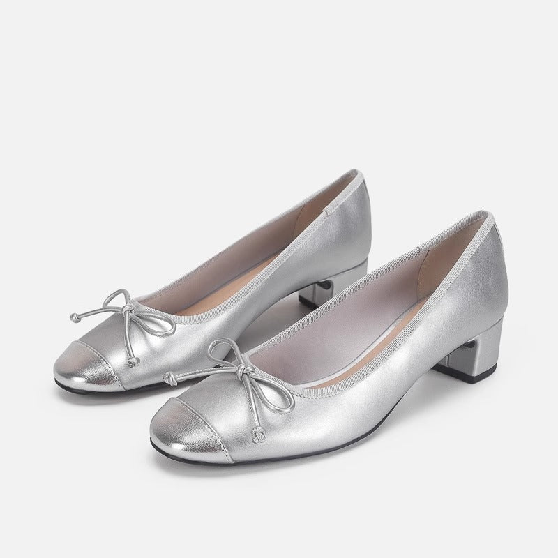Women's Ballet Flats with Elegant Bow Detail and Glossy Finish