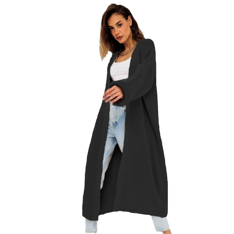 Women's Chunky Knit Cardigan with Open Cut