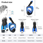 Snorkel set with full face mask and high-quality fins