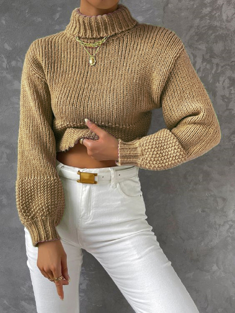 Women's High-Neck Chunky Knit Sweater