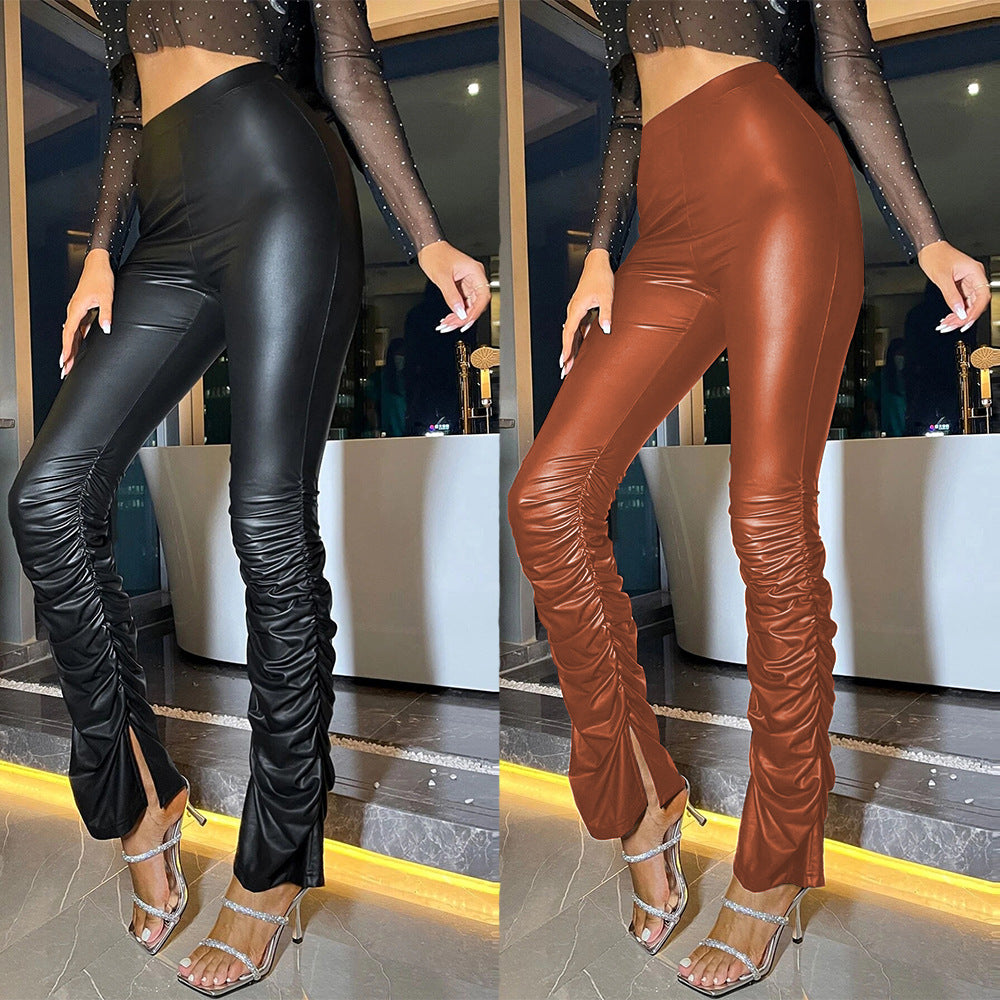 Women's High-Waisted Slim-Fit Leggings with Ruching