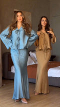 Elegant Long-Sleeve Set with Ruffle Details