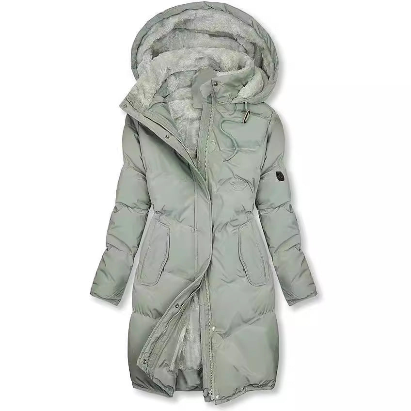 Women's Lined Winter Parka with Detachable Hood and Soft Lining