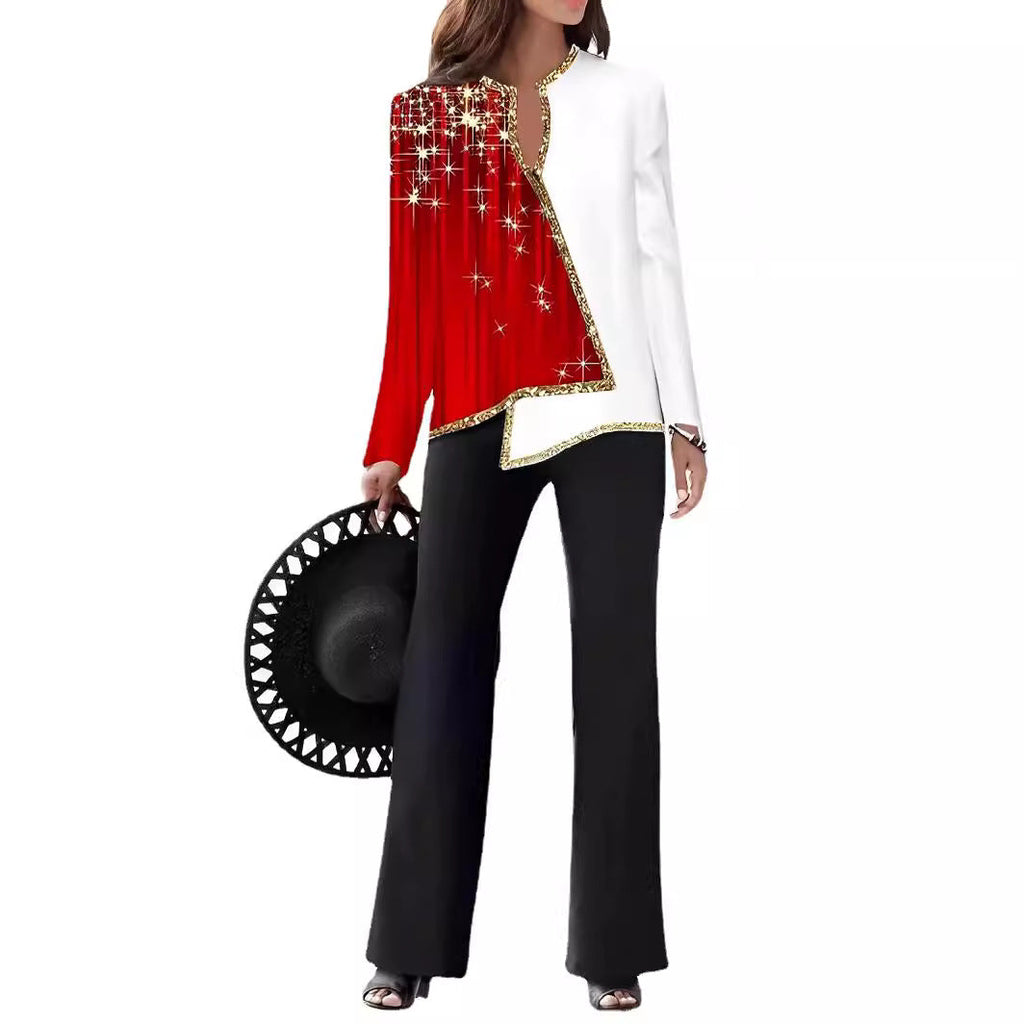 Elegant Statement Jacket with Asymmetric Cut and Sparkling Details