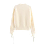 Women's Elegant Cardigan with Decorative Buttons and Ruffle Details