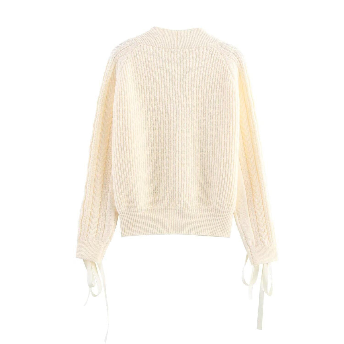 Women's Elegant Cardigan with Decorative Buttons and Ruffle Details
