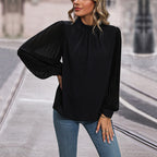 Women's Blouse with Elegant Pleated Sleeves