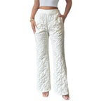 Women's Elegant High-Waisted Floral Trousers