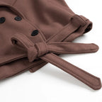 Women's Elegant Short Coat with Double-Breasted Buttons and Waist Belt