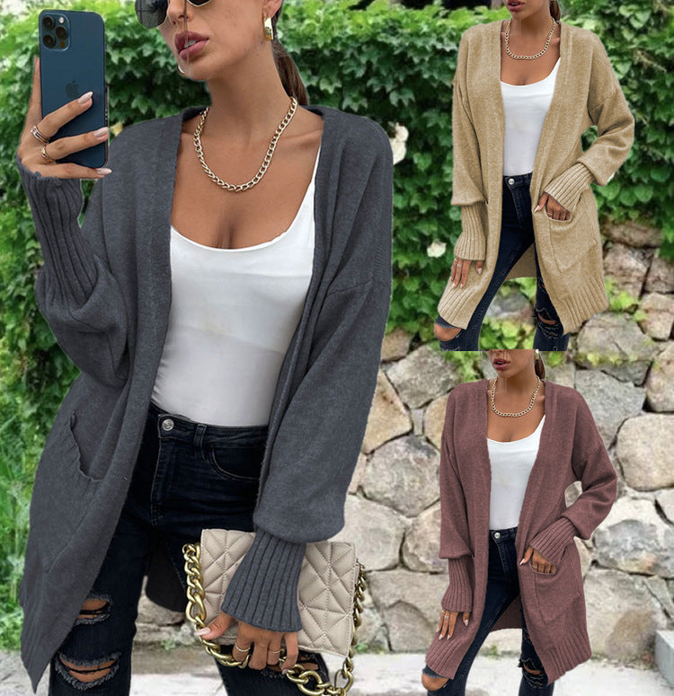 Casual Open-Side Cardigan with Deep Pockets