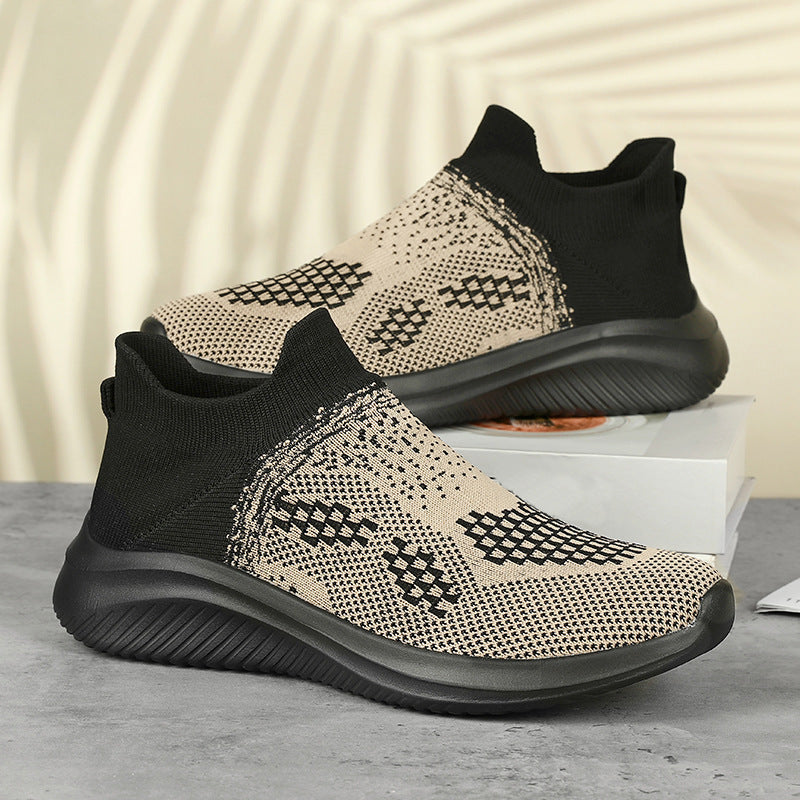 Women's Breathable Ankle Sneakers with Elastic Knit Upper