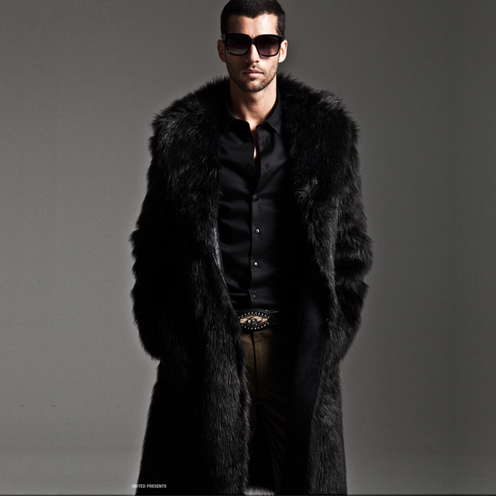 Women's Luxury Faux Fur Coat with Wide Lapel