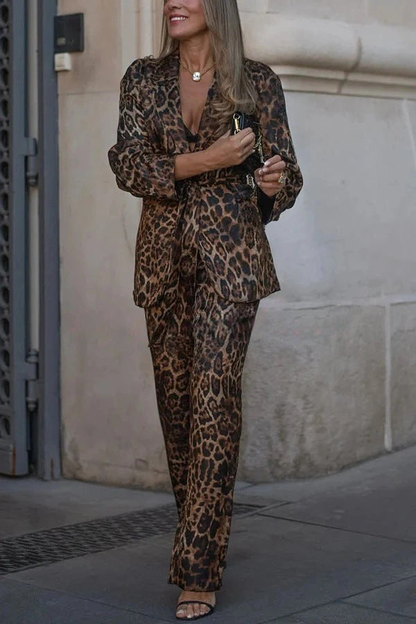 Elegant Leopard Print Suit Set