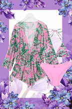 Women's V-Neck Swimsuit with Palm Print