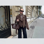 Elegant Wool Jacket with Double-Breasted Button Front