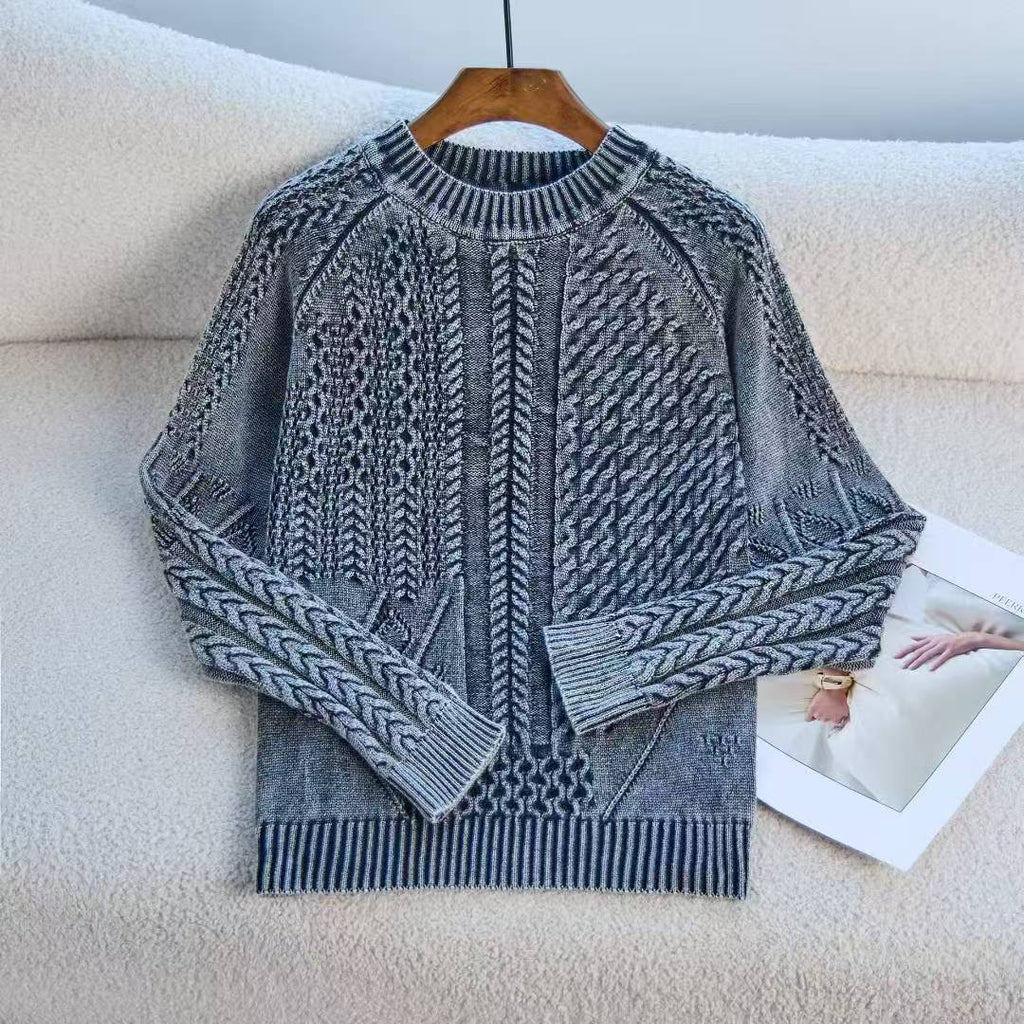 Elegant Chunky Knit Sweater with Artistic Design