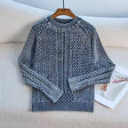 Elegant Chunky Knit Sweater with Artistic Design
