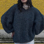 Women's Glitter Knit Sweater with Wide Cut