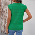 Women's Sleeveless V-Neck Knit Top with Textured Design
