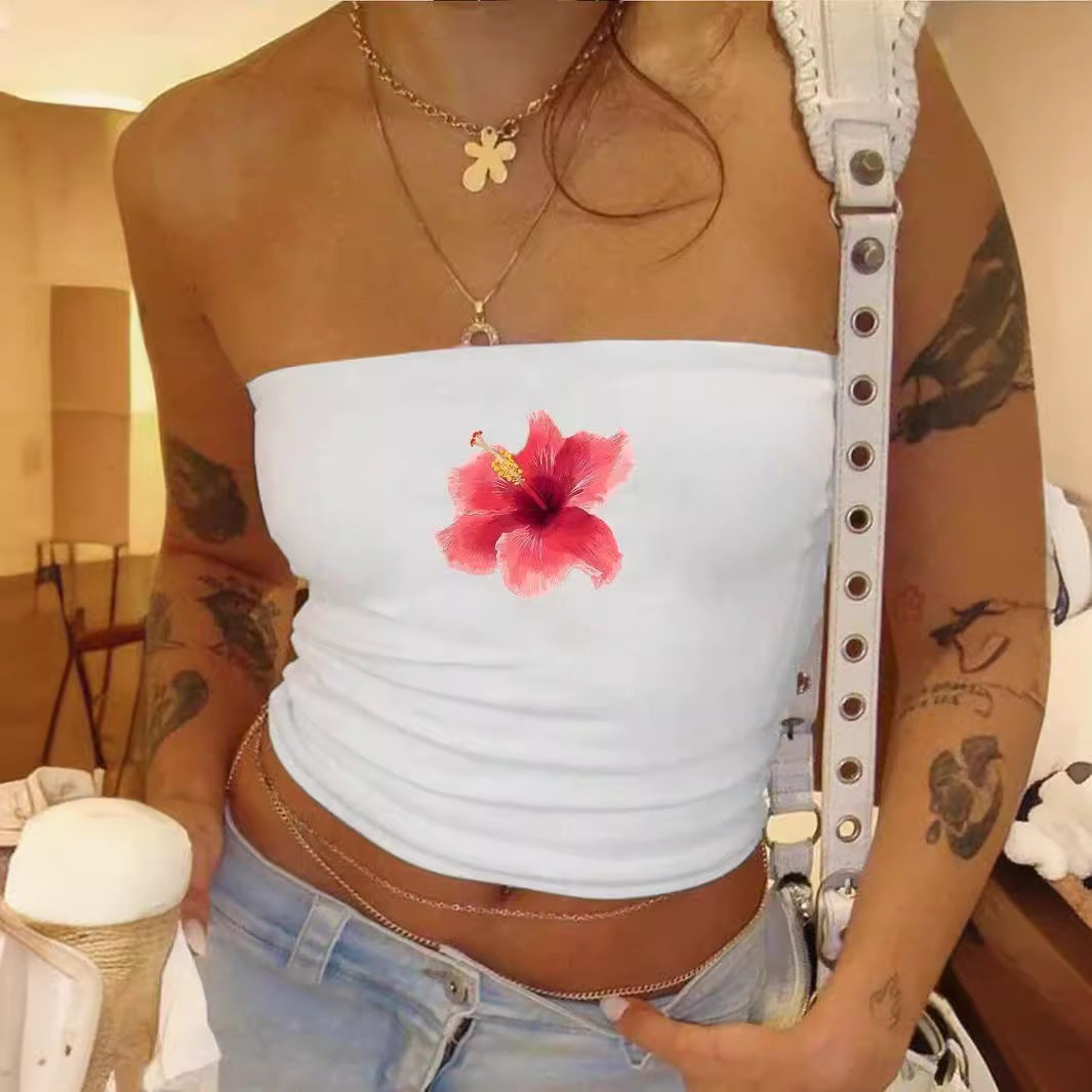 Women's Bandeau Top with Bold Statement Print